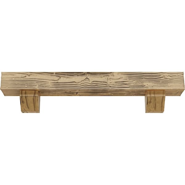 Kit W/ Ashford Corbels, NaturaL Pine, 4H X 6D X 60W Sandblasted Faux Wood Fireplace ManteL